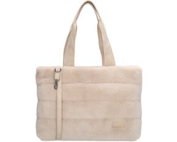 Zebra trends Emma Schoudertas 15,6 inch - Werktas - Shopper - Laptoptas - Bont - Fur - Dames Tas - Crème