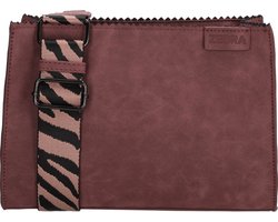 Zebra Trends Merel Crossbody Schoudertas - Trendy Zebra print Schouderband - Dames Tas - Bordeaux rood.