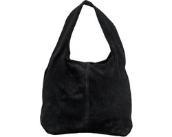 Zwarte Suède Schoudertas Lili - Handtassen - Shoppers - Ruime Suède dames tassen - Zwart