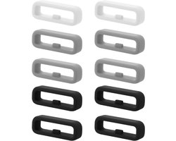 10x Horloge band lusje compatibel met 22mm Smartwatch Strap - grijs/zwart/wit - Silicone - Fitness tracker/smartwatch. .