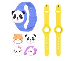 2x Airtag armband Polsband horloge - Airtag Sleutelhanger - Airtag Polsband Voor Kinderen - Airtag Armband - Airtag Apple - Airtag Houder - Airtag Hoesje - speciaal voor kinderen - 2 bandjes met 4 cartoon dieren - eenhoorn panda beertje poes - geel
