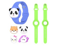2x Airtag armband Polsband horloge - Airtag Sleutelhanger - Airtag Polsband Voor Kinderen - Airtag Armband - Airtag Apple - Airtag Houder - Airtag Hoesje - speciaal voor kinderen - 2 bandjes met 4 cartoon dieren - eenhoorn panda beertje poes - groen