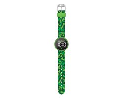 Accutime Minecraft horloge LED rond met verwisselbare batterij.
