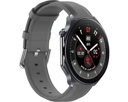 Allecto- Smartwatch leren horlogeband - Vervangend bandje - Duurzaam - Compatibel met merk - OnePlus Watch 2/3 - Lederen materiaal - Stijlvol design - Grijs.