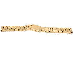 Allecto- Vervangbare Roestvrijstalen Horlogeband - Dubbele Sluiting - Gouden Bescherming - Geschikt voor Smartwatch - Dames - Goud - Metalen Horlogeband - Roestvrijstalen - 18mm