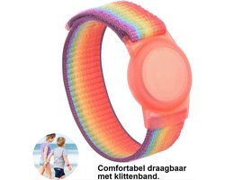 *** Armband Polsband Regenboog Kinderen Horloge - Geschikt voor Airtag Apple - Klittenband - van Heble® ***