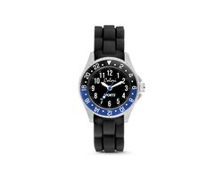 Colori 5-CLK127 Kinderhorloge - Sport - 30 mm - Siliconen band - Verstelbaar van 15 t/m 19cm - Blauw - Zwart