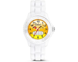 Colori Happy Smile 5 CLK076 Kinderhorloge met Happy Emoticon - Siliconen Band - Ø 30 mm - Wit