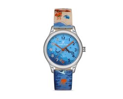 Daniel Klein DK.1.13182-4 - Horloge - Analoog - kind - Jongen - siliconen band - Rond - Crème - Blauw - Multikleur - Zilverkleurig