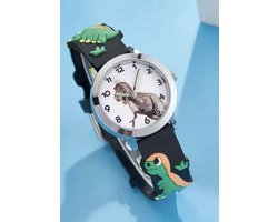 Dino horloge zwart siliconen band
