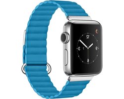 Echt lederen armband met magneetsluiting voor Apple Watch 38 mm - 49 mm - Mode horlogeband voor iWatch serie 1-8 - Dames en heren - Metalen lus gesp - Zwart/Bruin/Wit - Stijlvol ontwerp