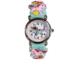 Fako® - Kinderhorloge - 3D - Eenhoorn Starlight - Mintgroen