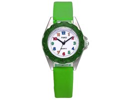 Fako® - Kinderhorloge - Canvas - Regenboog - Army Groen