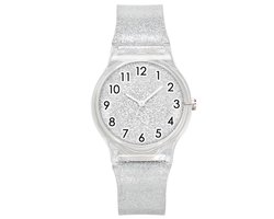 Fako - Kinderhorloge - Shiny Glitter - Plastic - 34mm - Zilver
