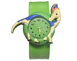 Fako® - Kinderhorloge - Slap On Mini - Dinosaurus - Groen Klokje