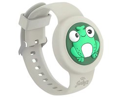 Furley’s Waterdichte Armband voor Kinderen – Geschikt voor Apple AirTag – Verstelbare Siliconen Band – Veilig & Comfortabel – Grijze Kikker