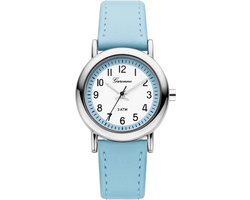 Garonne kinderhorloge 27 mm metaal-leder zilverkleurig-lichtblauw KV28Q467