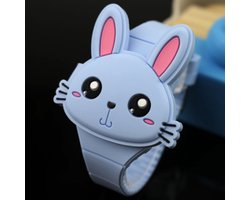 Hidzo Horloge Konijn Ø 50/42 - Openklap Horloge - Blauw