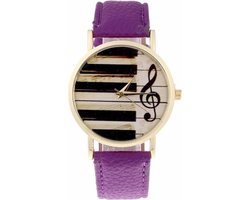 Hidzo Horloge Piano - Ø 37 mm - Paars - Kunststof - In Horlogedoosje