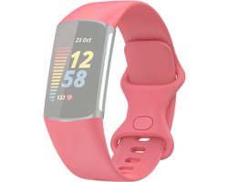 Horloge bandje geschikt voor Fitbit Charge 5 en 6 - Watch band Donker roze Large