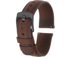 Horlogeband van echt leer, 20 mm breed, rundleren armband in donkerbruin en zwart, voor mannen en vrouwen, stijlvolle riem met gesp.