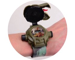 Johntoy dino projectie horloge - speelgoed horloge met 24 afbeeldingen.