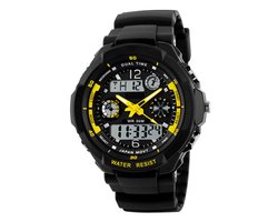Kinderhorloge - Analoog Digitaal – Chronograaf - Shockproof – Geel