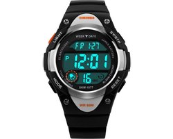 Kinderhorloge Chrono - Alarm – Digitaal Horloge – Zilver Look- Ø37mm - Giftbox