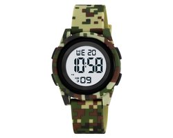 Kinderhorloge – Horloge Kind - Stopwatch – Alarm – Backlight – Legergroen