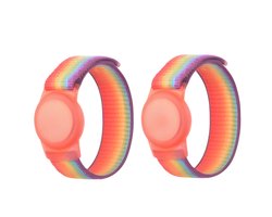 Knaak Polsbandje geschikt voor Apple AirTag - 2-Pack - Siliconen Armband - 22 cm - Regenboog