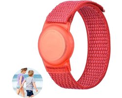 Knaak Premium Armband geschikt voor Apple AirTag - Ideaal voor Kinderen - Klittenband Sluiting - Rood