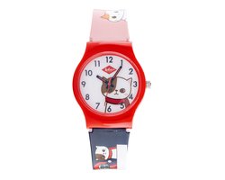 Lee Cooper-model lc.k.1.839-kinderhorloge-unisex-3 atm waterdicht-roze-wit-rood-zwart-afbeelding katten-diameter 32 mm