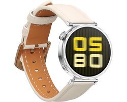 Leren horlogebandje compatibel met Huawei Watch GT5 41mm / GT5 Pro 42mm - Wit en bruin - Activiteitstracker bandje van kwmobile .