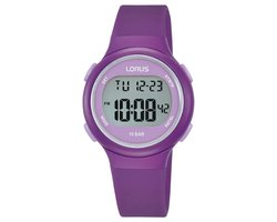 Lorus Digitaal en Waterdicht Kinderhorloge R2339QX9 Paars 32mm