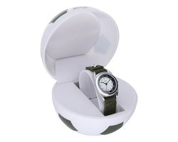 Lucardi - Kinder Regal Kids horloge groen in voetbaldoosje - Horloge - Stof - Groen