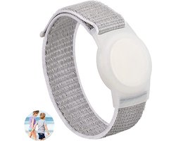 Premium Armband geschikt voor Apple AirTag voor Kinderen met Klittenband Sluiting Wit | AirTag-sleutelhanger Hoesje Kind | Polsband GPS Horloge Kind | Tracker Houder Armband | Trackers Band | Kinder Horloge | Peuter | GPS Horloge Senioren