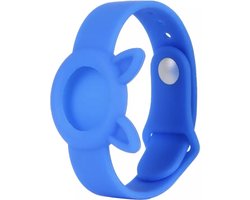 Premium Siliconen Armband met Oortjes geschikt voor Apple AirTag voor Kinderen Blauw | AirTag-sleutelhanger Hoesje Kind | Polsband GPS Horloge Kind | Tracker Houder Armband | Trackers Band | Peuter | AirTag Polsband | GPS Horloge Senioren