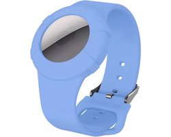 Premium Siliconen Armband met Sluiting geschikt voor Apple AirTag voor Kinderen Lichtblauw | AirTag-sleutelhanger Hoesje Kind | Polsband GPS Horloge Kind | Tracker Houder Armband | Trackers Band | Peuter | AirTag Polsband Armband | Senioren Tracker