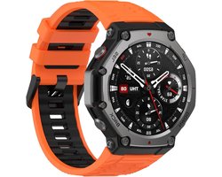 Provento - Zachte TPU horlogeband voor Amazfit T-Rex 3 - Zwart/oranje, Vervangende band met kleurstiksels.