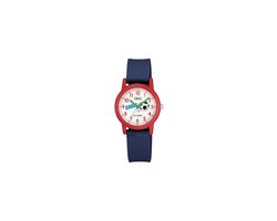 Q&Q V23A-015VY - Horloge - Sport - Analoog - Kinderen - Unisex - Plastic band - Rond - Kunststof - Cijfers - Voetbal - DonkerBlauw - Rood - Wit - 10 ATM