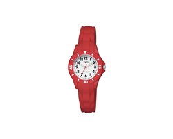 Q&Q V26A-001VY - Horloge - Sport - Analoog - Kinderen - Unisex - Plastic band - Rond - Kunststof - Cijfers - Rood - Wit - 10 ATM