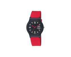 Q&Q VP46J025Y - Horloge - Sport - Analoog - Unisex - Kinderen - Plastic band - Rond - Kunststof - Cijfers - Rood - Zwart - 10 ATM
