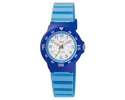 Q&Q VR19J009Y - Horloge - Sport - Analoog - Dames - Vrouwen - Kinderen - Plastic band - Rond - Kunststof - Cijfers - LichtBlauw - DonkerBlauw - Multikleur - 10 ATM
