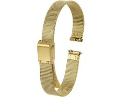 Roestvrij stalen mesh horlogeband 10 mm met snelsluiting voor mannen en vrouwen - goudkleurig, verstelbare metalen armband met chic design