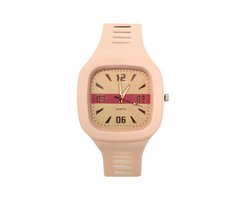 Siliconen Horloge - Lichtroze | Vierkant | Ø 47 mm | Fashion Favorite