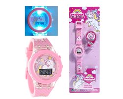 Unicorn Kinderhorloge - Verstelbare Digitale Horloge met Feestlichtjes - Thema: Unicorn - Kleur Roze - Kinderhorloge - Perfecte cado voor Kids en Unicorn Fans - Horloge Kast: 3.3cm, Horloge Band: 22cm