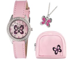 Unisex Kinderen Analoog Quartz Horloge met Roze PU Strap