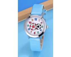 Voetbal horloge blauw bandje