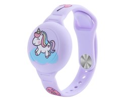 Waterdichte Apple AirTag Armband voor Kinderen - Airtag houder - Verstelbaar - Siliconen Airtag Houder - Paars