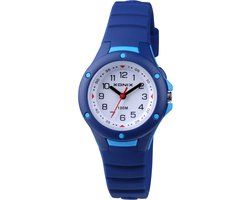 Xonix ABD-006 - Horloge - Analoog - Kinderen - Unisex - Siliconen band - ABS - Cijfers - Waterdicht - 10 ATM - Donkerblauw - Lichtblauw